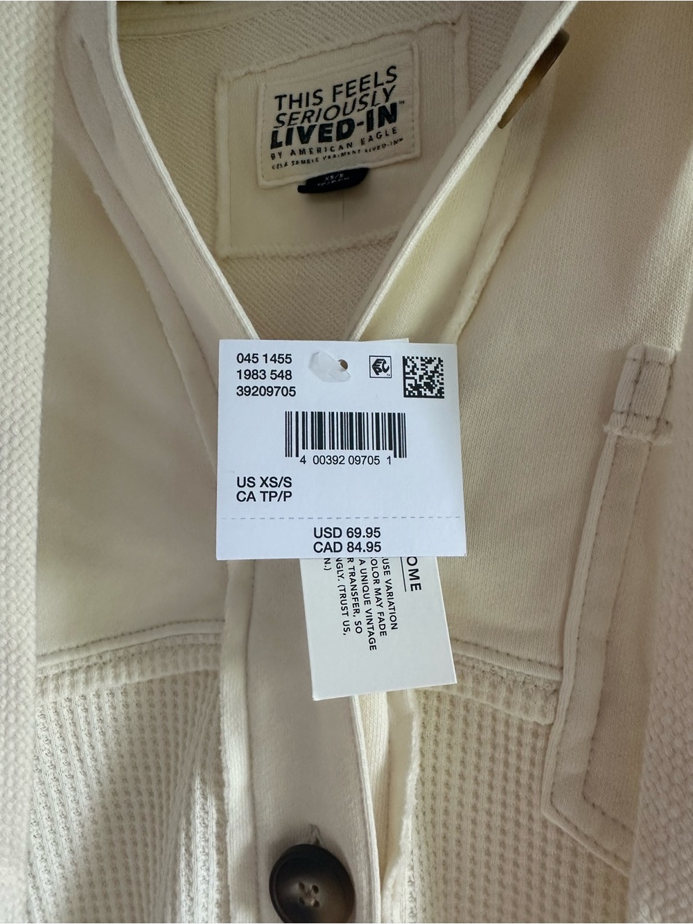 American Eagle Outfitters Cream Hooded Button-Front Jacket - Picture 4 of 5